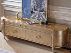 Vintage design villa furniture gold luxury wooden tv cabinet