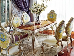 Elegant French Neoclassical Luxury Veneer Solid Wood Rectangular Dining Table