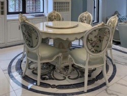 Villa High-end Furniture Elegant White French Round Dining Table With Turntable