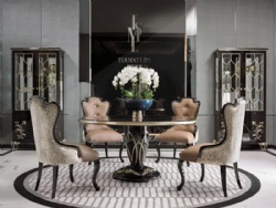 High-end Villa Residential Furniture Gold And Ebony Color Round Wooden Dining Table