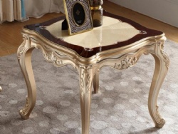 French Neoclassical Solid Wood Carved Square Side Table