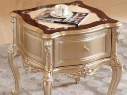 New French Champagne Gold Solid Wood Carved Square Coffee Table With Drawers