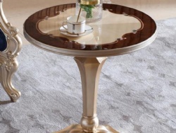 Classical Design Solid Wood Carved Round Small Side Table