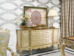 Villa New French Classic Design Golden Solid Wooden Big Side Board