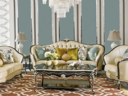 Light green leather classic female elegant living room sofa